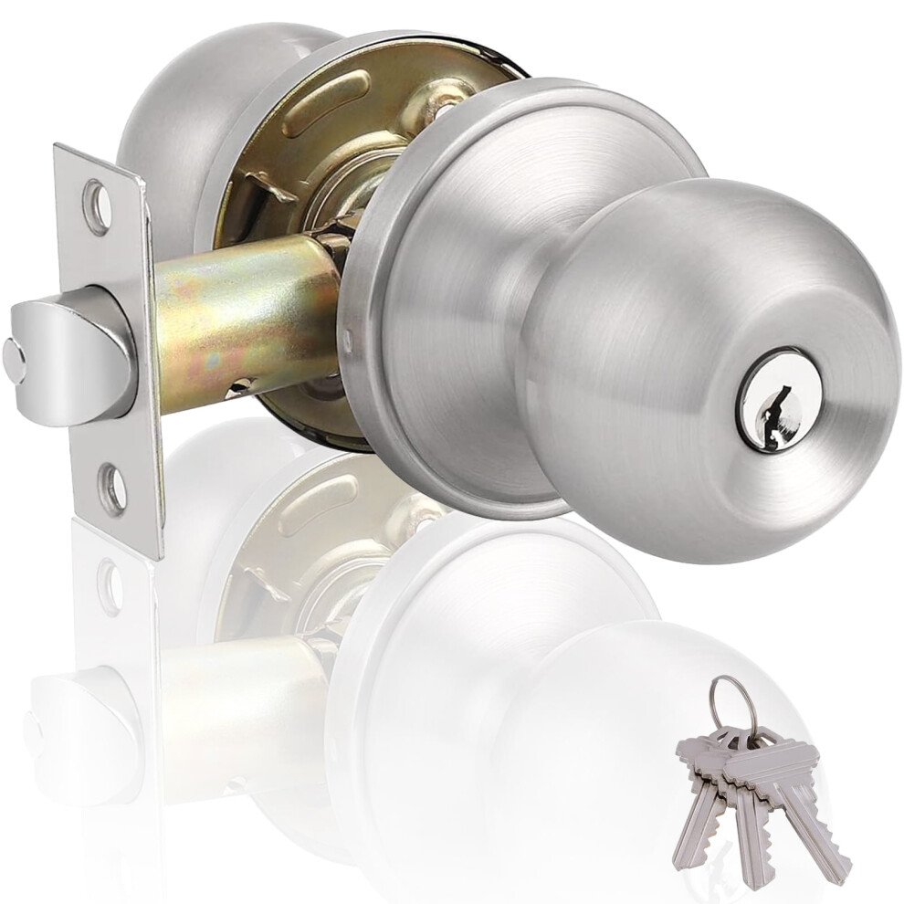 Zouyue Keyed Entry Door Knob Satin Nickel 972745032854