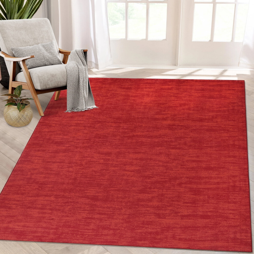 Garvee red area rug 4 ft x 6 ft machine washable low-pile