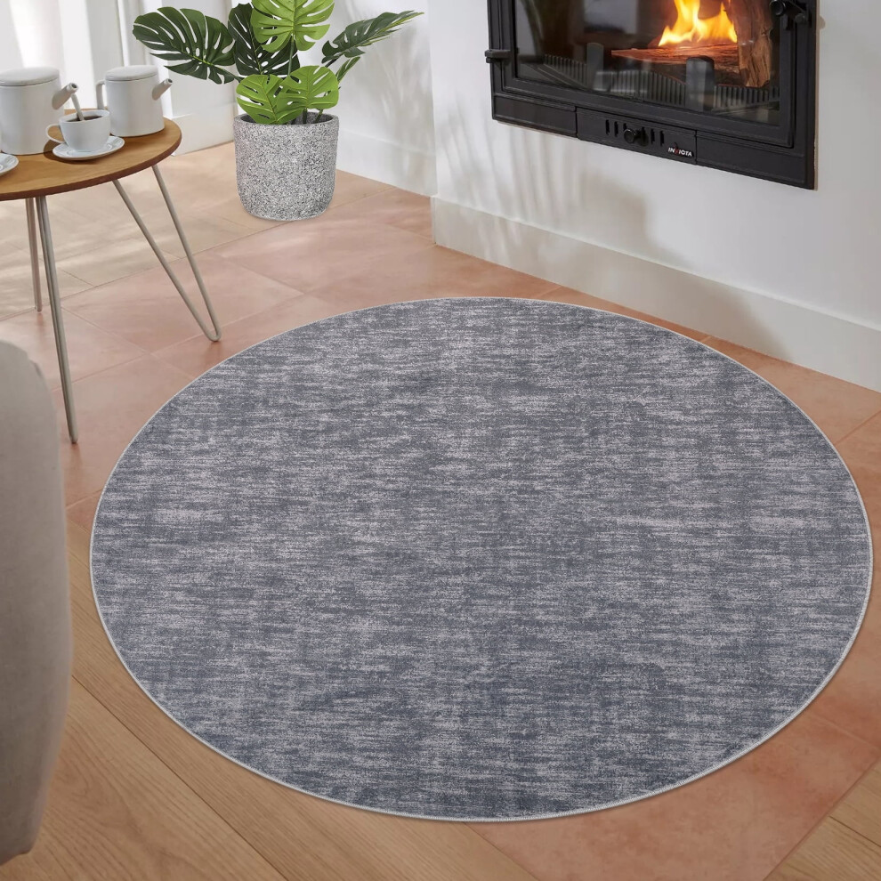 Garvee round area rug gray 3x3 feet low pile non-slip