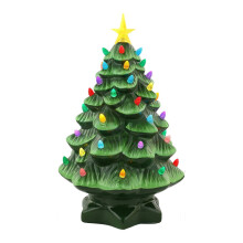 Ceramic Christmas Tree with Lights Green Vintage