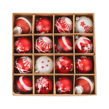 Christmas Tree Ornaments Set Red Shatterproof Balls 16 pcs