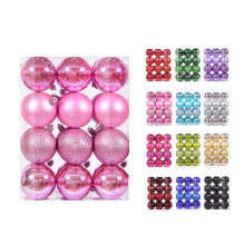 Pink Shatterproof Christmas Balls 2.36 Inch Set of 24