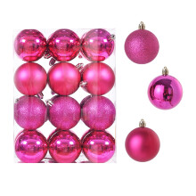 CHGBMOK Christmas Tree Decor Ball Hot Pink 24 pcs 3 cm