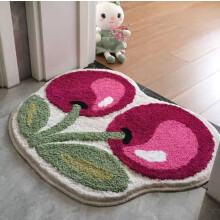 Fruitkersen badmat 30 x 60 cm - Leuke badkamermat in boerderijstijl, antislip, waterabsorberend, zachte douchemat voor deur, keuken, kerstdecoratie