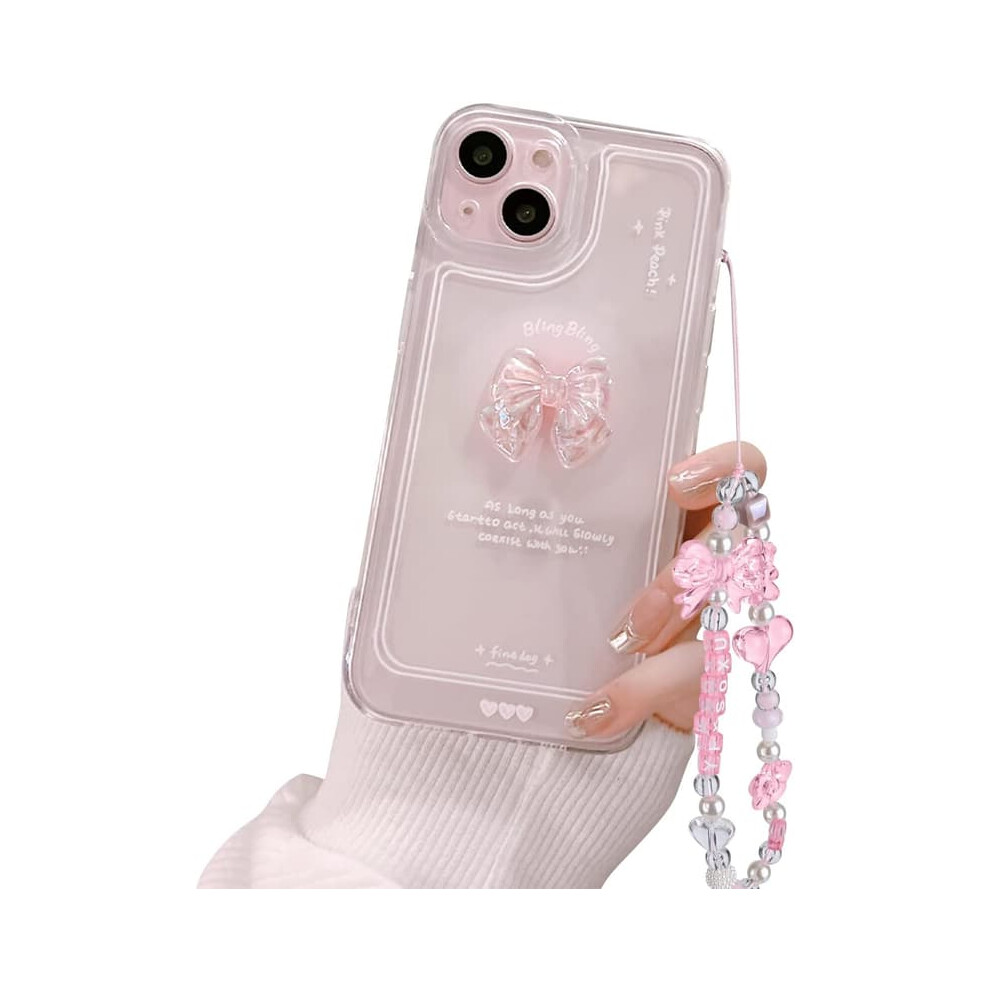 Iphone 14 Plus Case Bowknot Glitter Transparent Slim Pink 962029723950