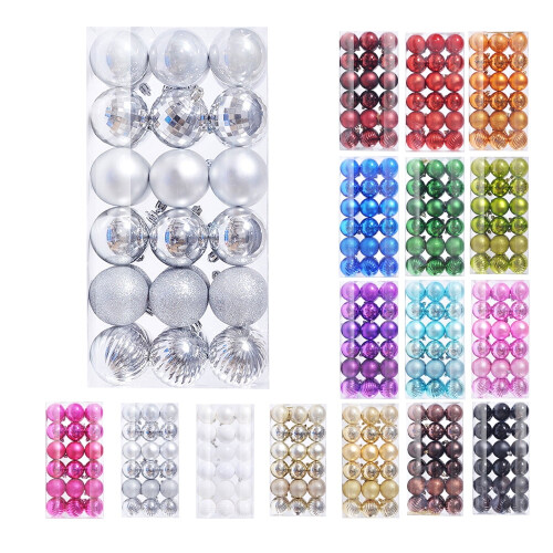 Silver Christmas Ornaments Shatterproof Balls 36 pcs 2.36