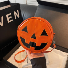 Blukids Nieuwigheid Pompoen Tasje, Halloween Crossbody Tas, Grappig Make-up Tasje, Verjaardagscadeau voor Dames en Meisjes (Oranje)