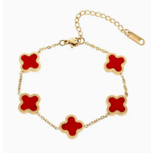 Women's 18K Gold Plated Clover Bracelet Adjustable