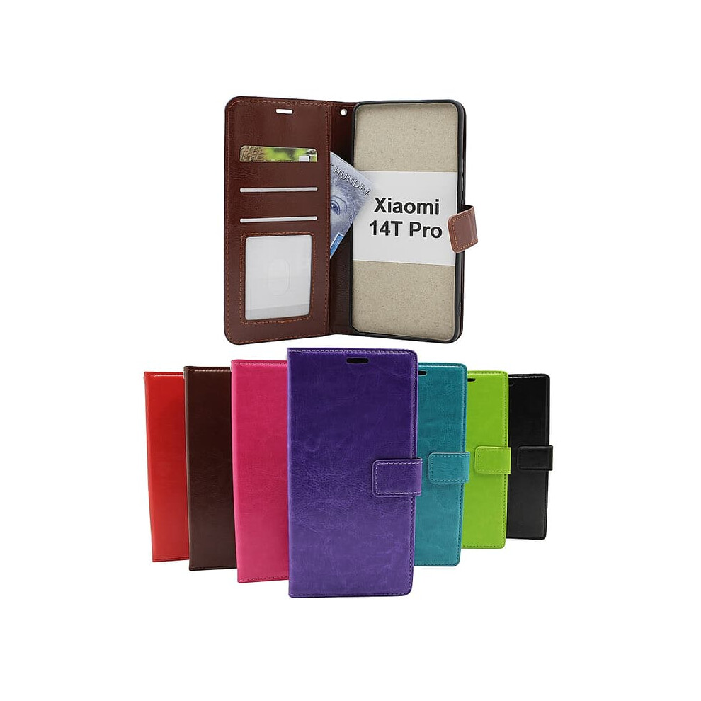 Crazy Horse Wallet Case For Xiaomi 14T Pro Green 962029718659