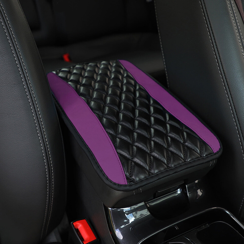 Microfiber Leather Car Armrest Cover 12.6X7.5 In Purple 9023022940261