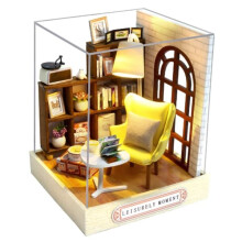 Wooden Dollhouse Miniature Kit with Furniture 4 Pieces
