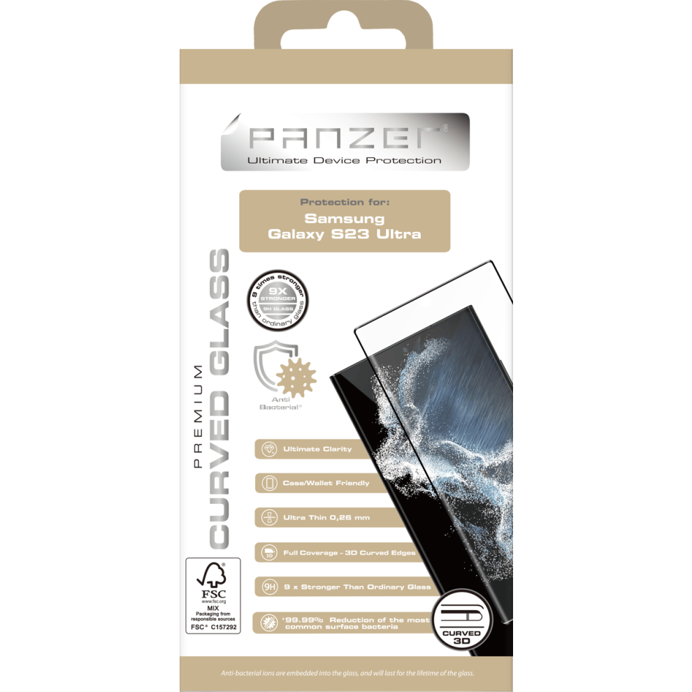 Samsung Galaxy S23 Ultra Curved Glass Screen Protector Black 962029386544