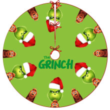 Gonna festiva verde per albero di Natale con personaggi dei cartoni animati, decorazione natalizia reversibile, diametro 48 pollici.