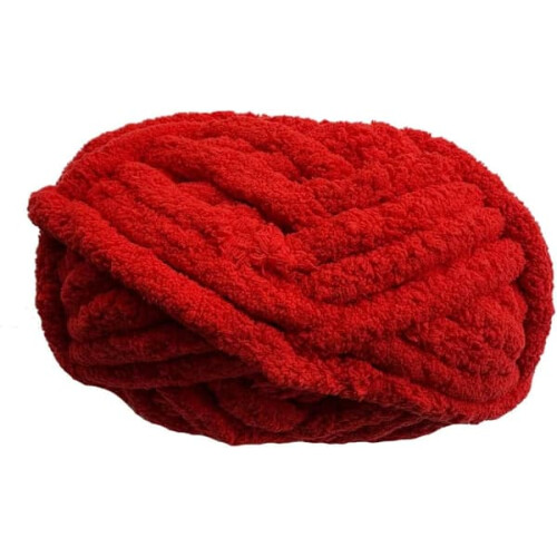 Chenille yarn for blankets super soft jumbo red
