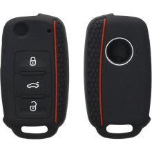 Car Key Cover for VW Skoda Seat Black Red 3-Button