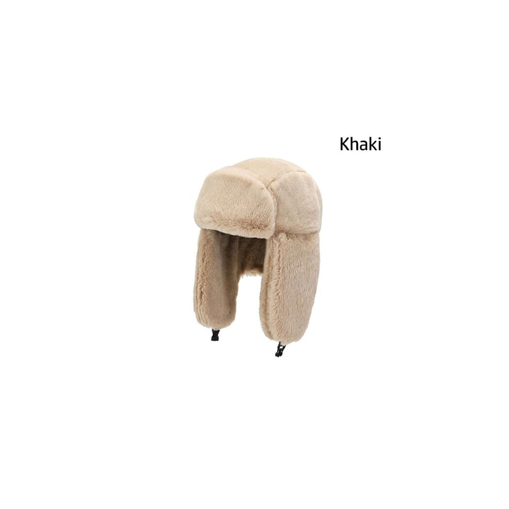 Bomber Hat With Fur Earflaps Windproof Ushanka Khaki 962029734055