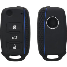Car Key Cover for VW Skoda Seat Black Blue 3-Button
