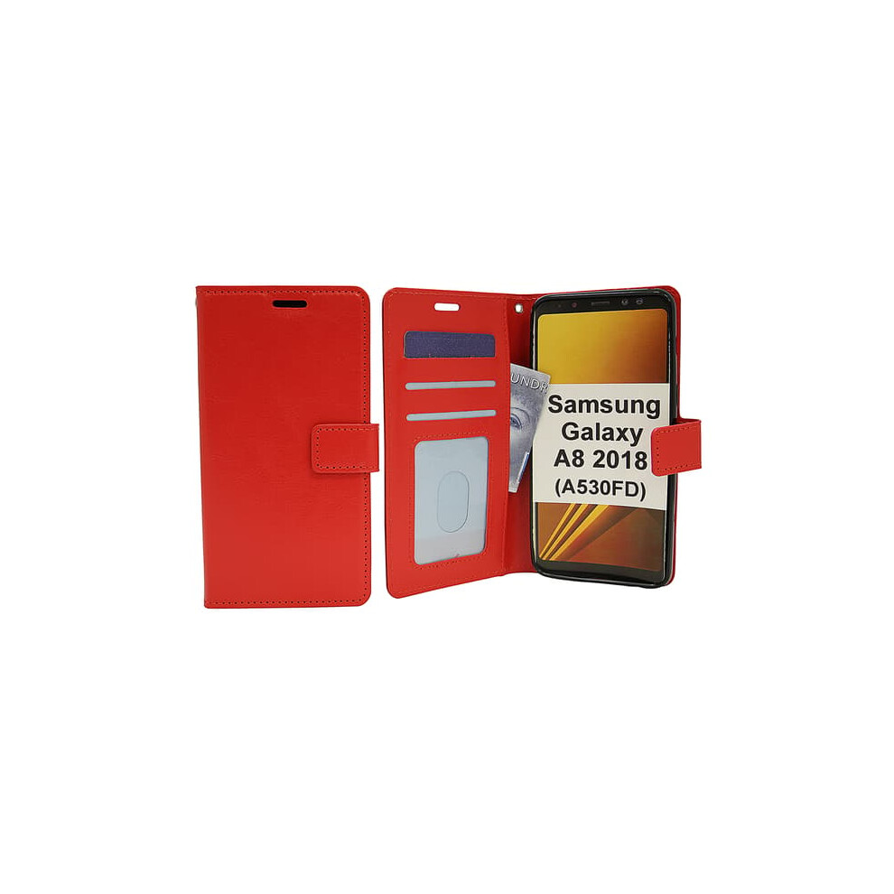 Crazy Horse Wallet For Samsung Galaxy A8 2018 Red 962029734864