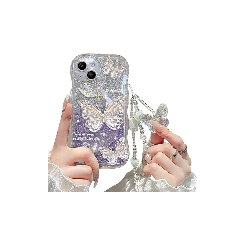 Butterfly Glitter Shockproof Iphone Case With Bracelet 962029736974