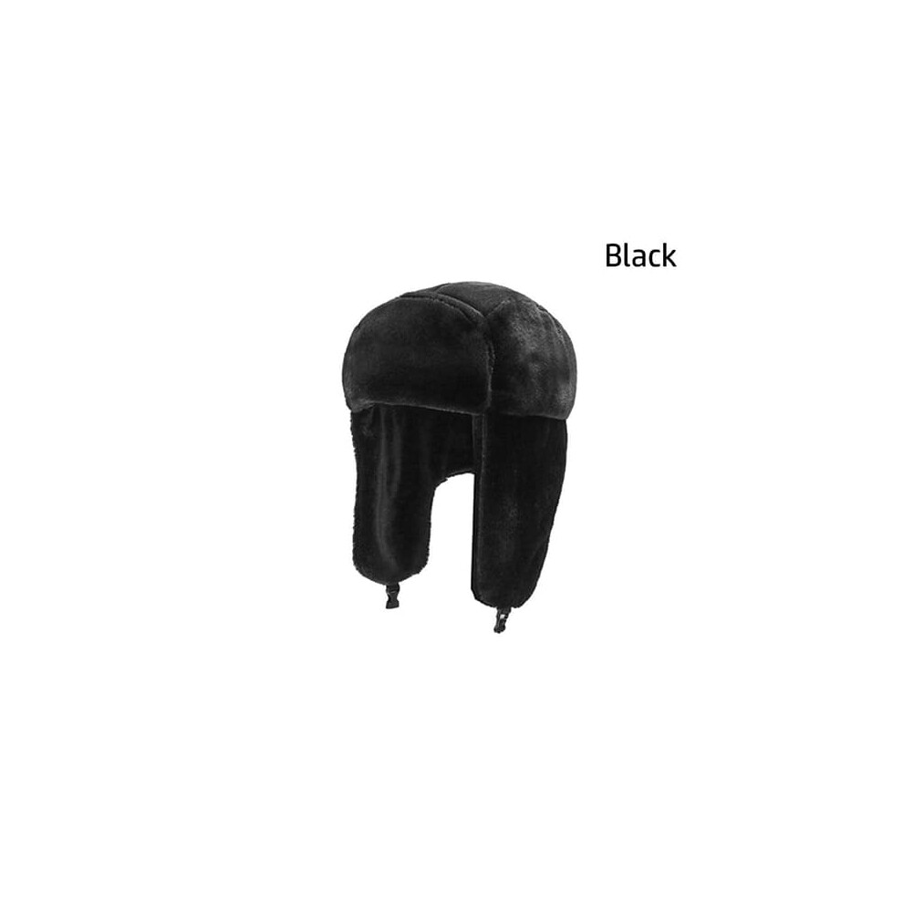 Bomber Hat With Fur Earflaps Windproof Ushanka Black 962029734130