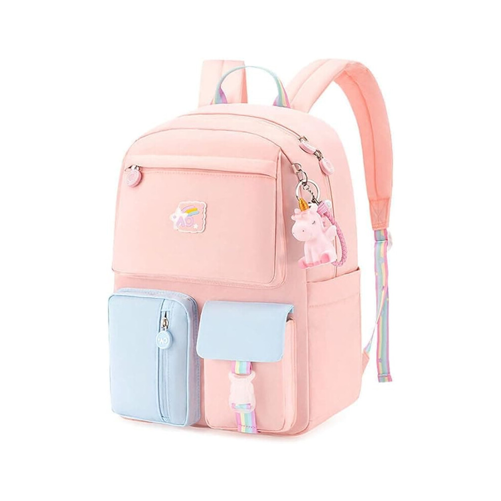 Rainbow school backpack for girls large capacity waterproof