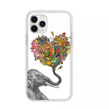 iPhone 14 case elephant with flowers grey one size