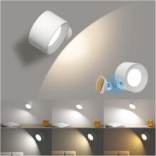 Battery-powered wall lamp white with touch control 3 color