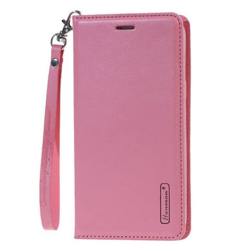 Compatível com iPhone 12 - Capa carteira HANMAN elegante e prática, rosa claro.