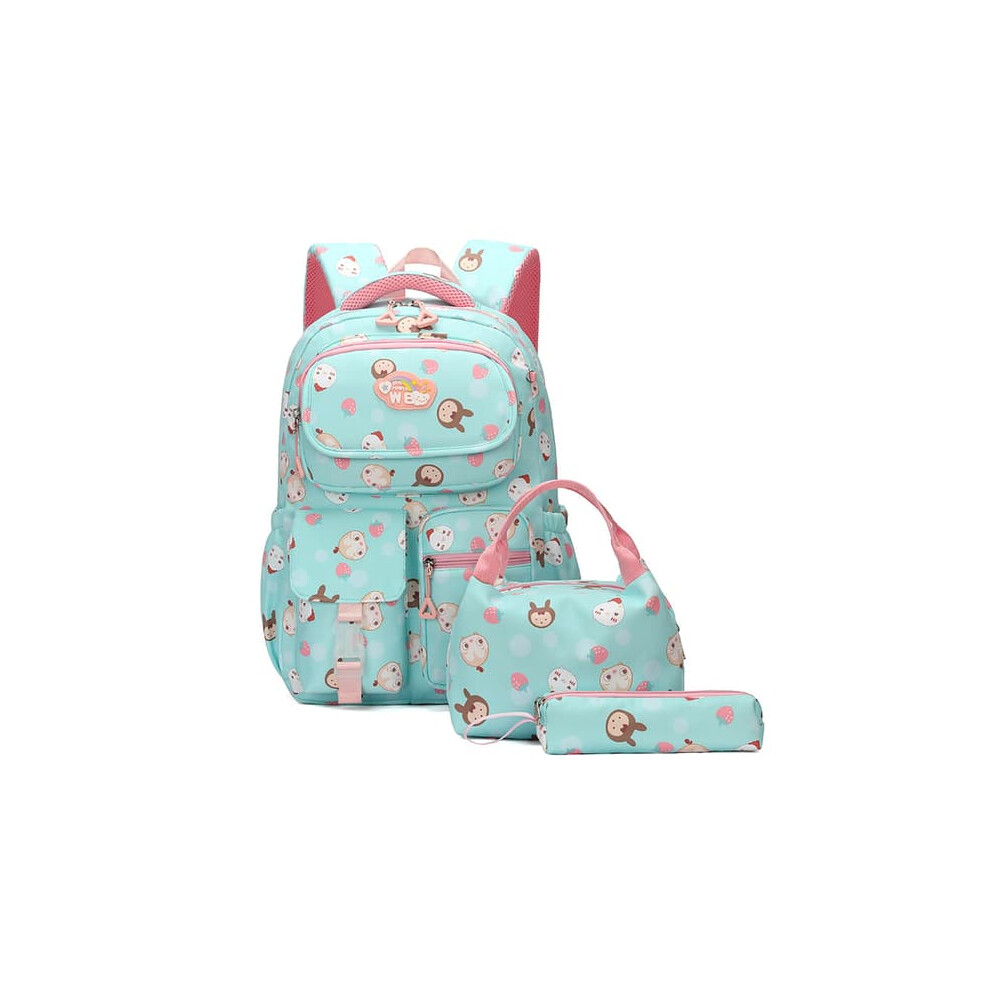 Cartoon Backpack Lunch and Pencil Bag Set 3pcs Green