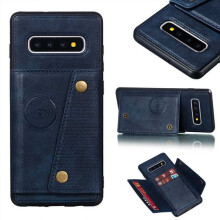 Compatível com Samsung Galaxy S10 Plus - Capa prática com compartimento para cartão, azul escuro