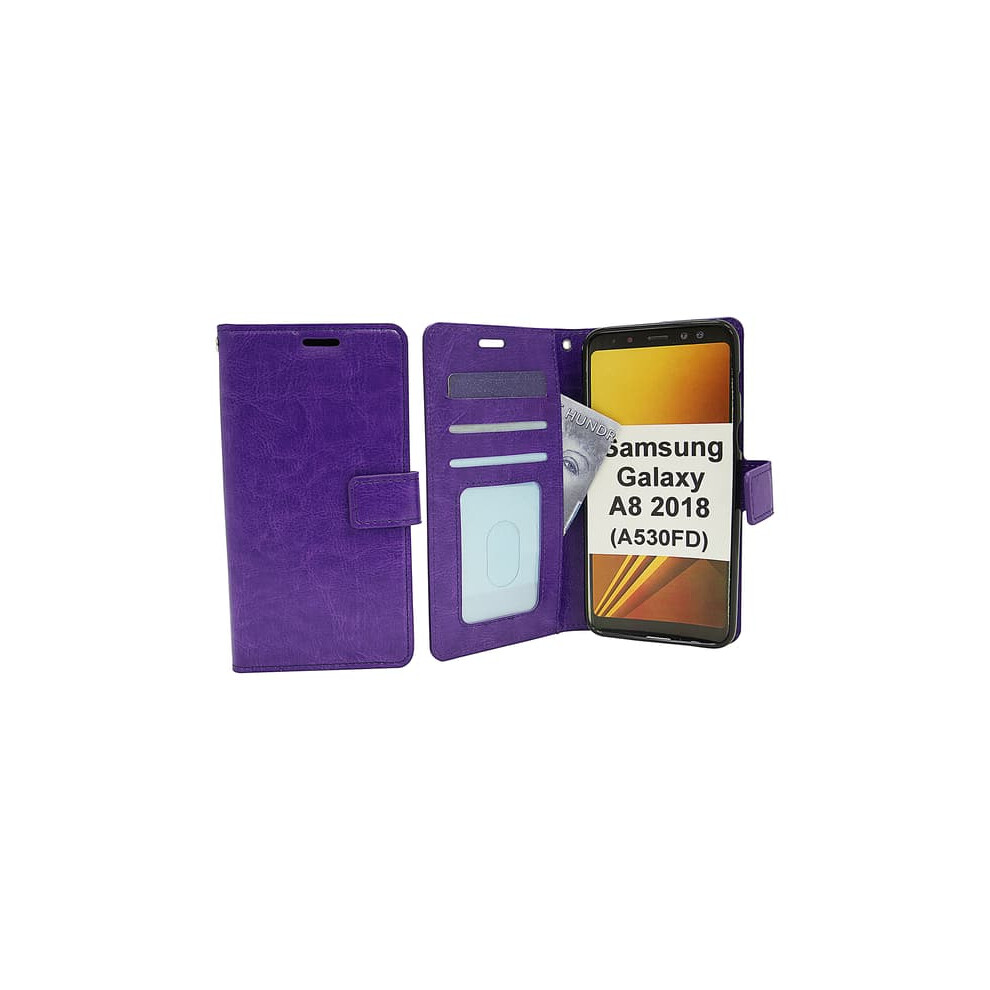 Crazy Horse Wallet For Samsung Galaxy A8 2018 Purple 962029734918