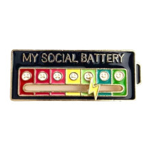 Social Battery Enamel Brooch Black Funny Emotional
