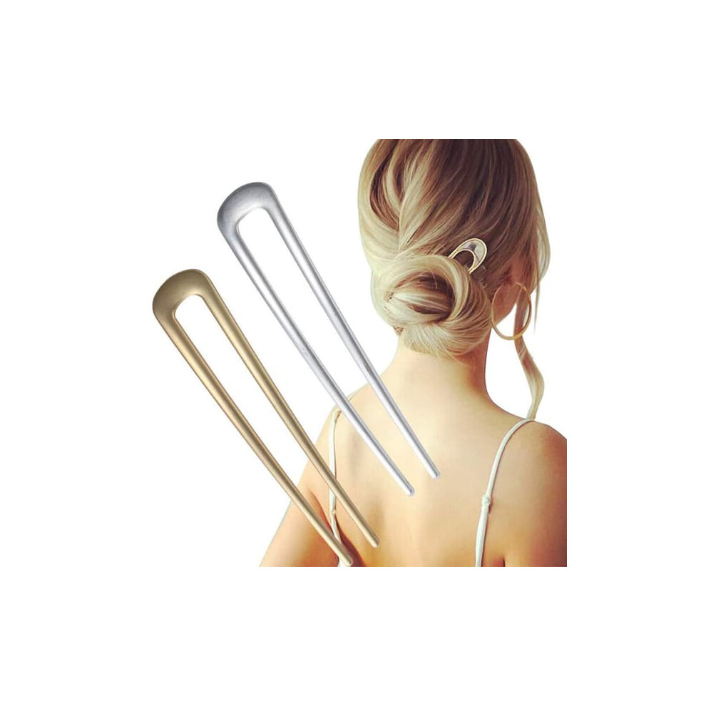 French Hairpin Metal U-Shape 2-Prong Bun Stick 962029717829