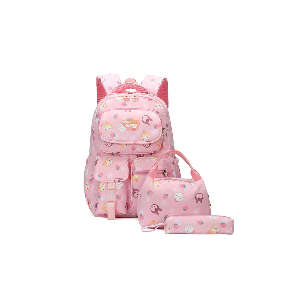 Cartoon Backpack Lunch and Pencil Bag Set 3pcs Pink