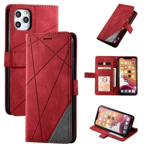 iPhone 12 Mini case with 3 card slots, red