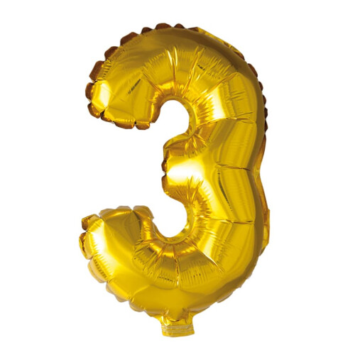 Foil Balloon Number 3 Gold 41cm