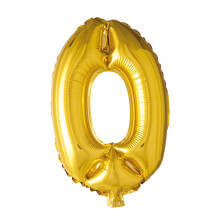 Gold foil balloon number 0, 41 cm