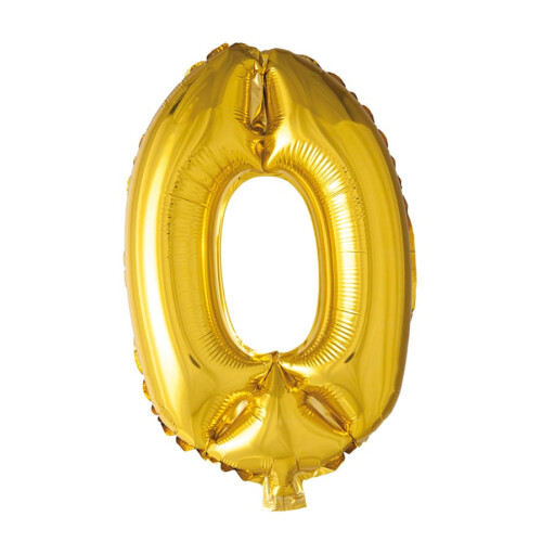 Gold foil balloon number 0, 41 cm