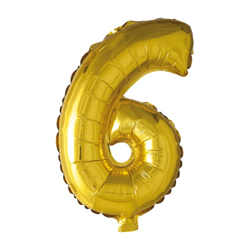 Foil Balloon Number 6 Gold Multicolor 41cm