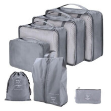 Travel Suitcase Organizer Gray Set 7 Pieces