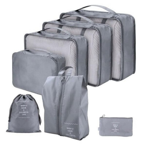 Travel Suitcase Organizer Gray Set 7 Pieces