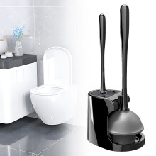 Ensemble brosse et ventouse pour toilettes avec support (1 ensemble)