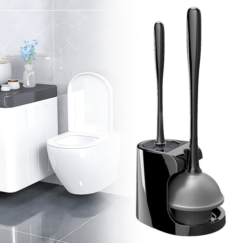 Ensemble brosse et ventouse pour toilettes avec support (1 ensemble)