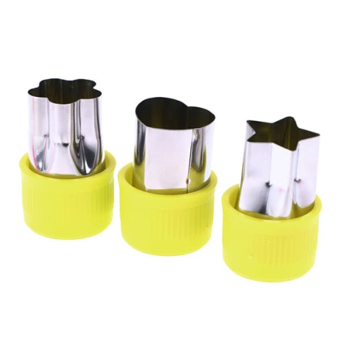 Star heart flower vegetable cutter plastic handle 3 pcs