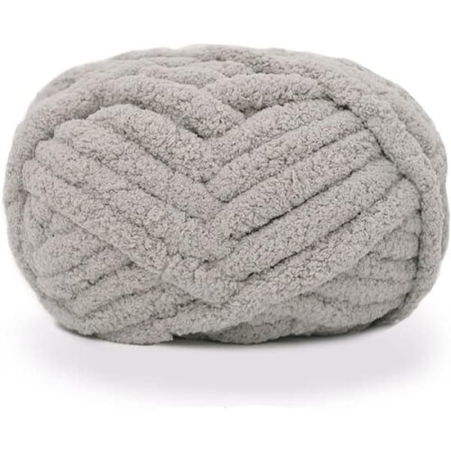 Chenille yarn for blankets supersoft grey jumbo