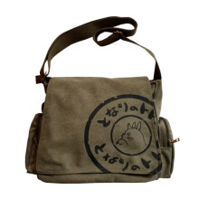 Totoro canvas messenger bag army green student book bag