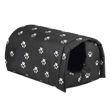 Outdoor Cat House Waterproof Warm Washable Black L