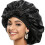 Silk Bonnet for Natural Curly Hair - Black 1