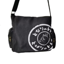 Totoro canvas messenger bag black student book bag