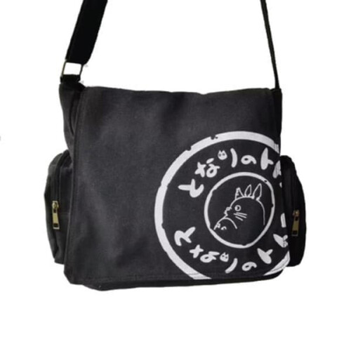 Totoro canvas messenger bag black student book bag